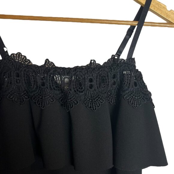 By & By Black Women's 7‎ Bodycon Dress Party Off Shoulder Ruffle Lace Black - Picture 2 of 6